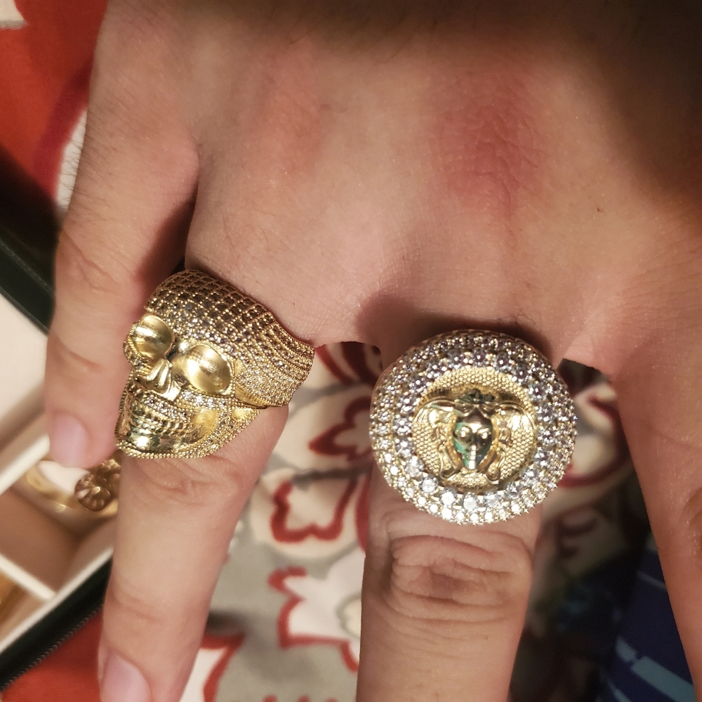 My 14k Versace gold ring & my 14k skull gold ring